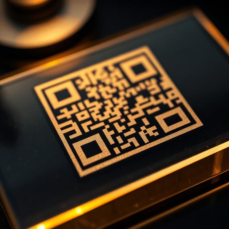 Macro detail of the laser-etched QR code