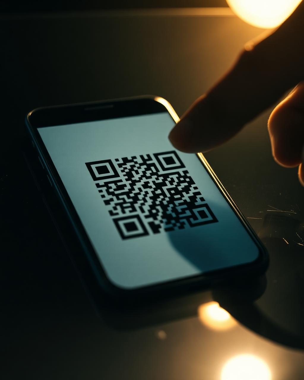 A phone scanning the QR matrix on a plexiglass frame